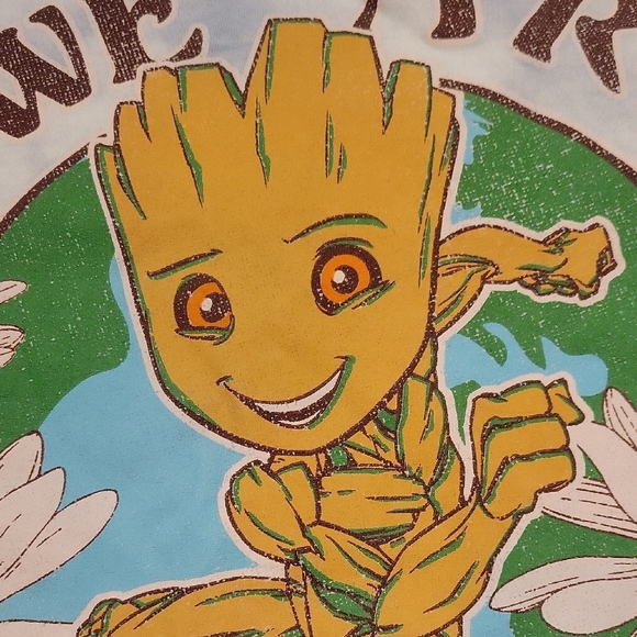 Marvel White And Blue Tie Dye Baby Groot Short Sleeve Tee SIZE 6/7 - Picture 5 of 5